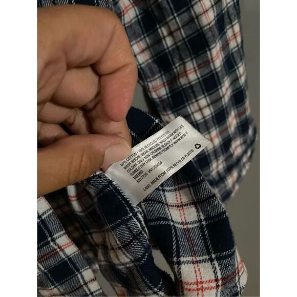 Goodfellow & Co Blue Red Flannel Button Up Top Size Large - Picture 5 of 6